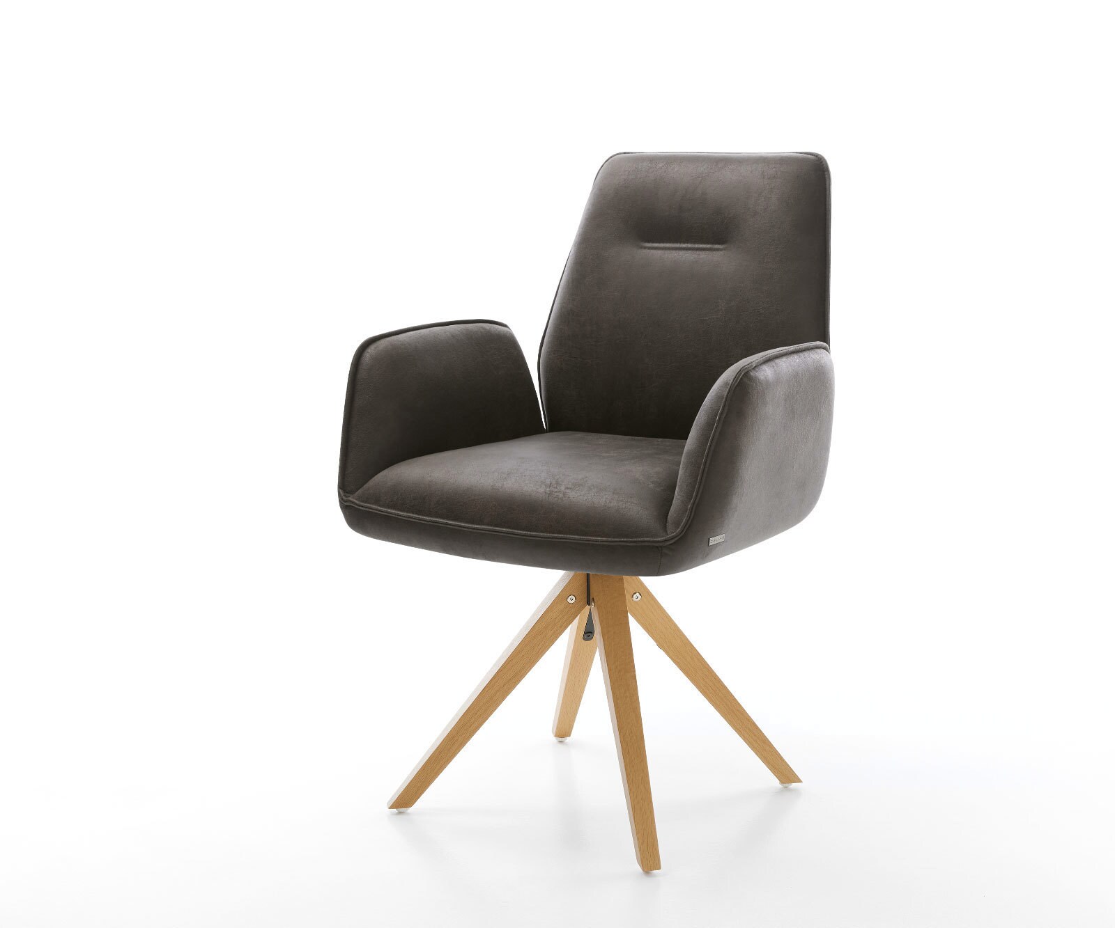 Eetkamerstoel Zoa-Flex microvelours antraciet vintage houten frame hoekig natuur pocketveer kern