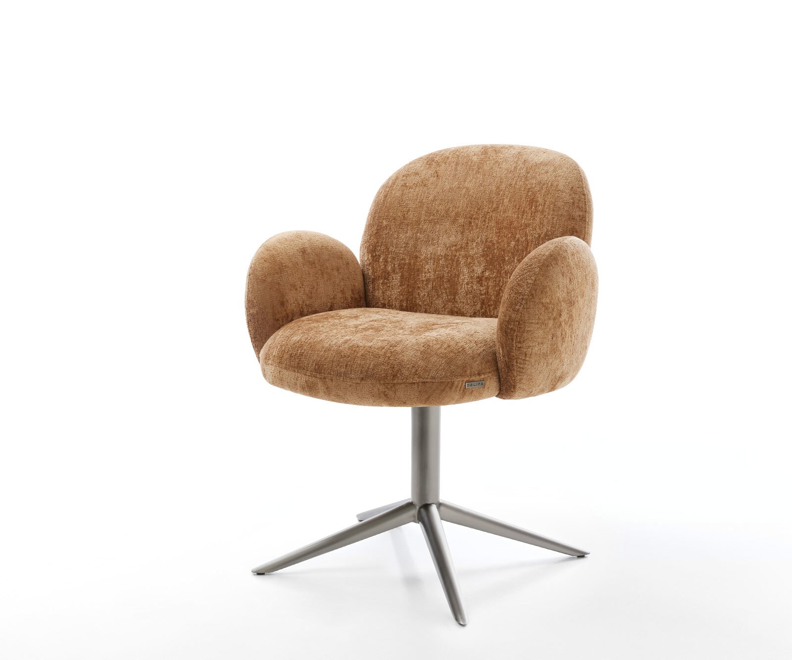 Draaistoel Nube-Flex met armleuning chenille roest kruispoot grafiet 360° draaibaar rocker-functie pocketveer kern