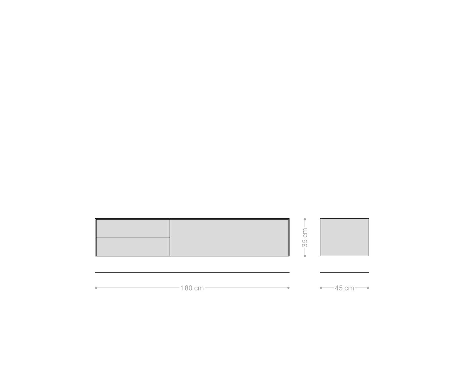 Tv-meubel Cuor 180 cm Keramiek Laminam® Travertino Bianco Crème-wit 1 Flap 2 Laden Zwevend 6