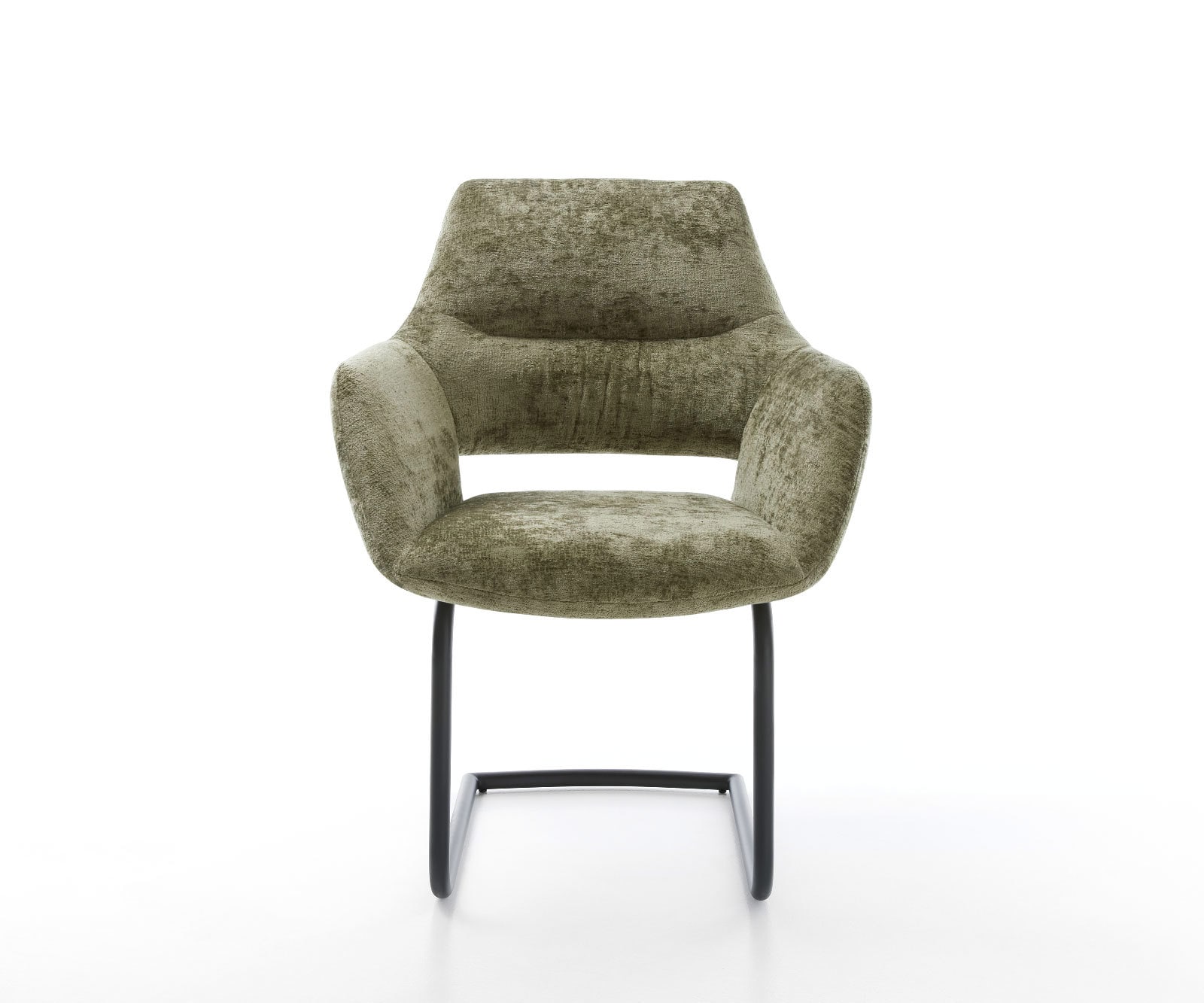 Sledemodel Yago-Flex met armleuning chenille olijfgroen sledemodel rond zwart pocketveer kern 1 Sledemodel Yago-Flex met armleuning chenille olijfgroen sledemodel rond zwart pocketveer kern 1