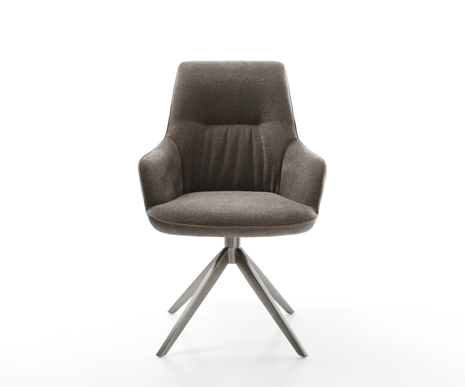Draaistoel Zelia-Flex met armleuning zachte stof met structuur taupe kruisframe breed grafiet 360° draaibaar rocker-functie pocketveer kern 1