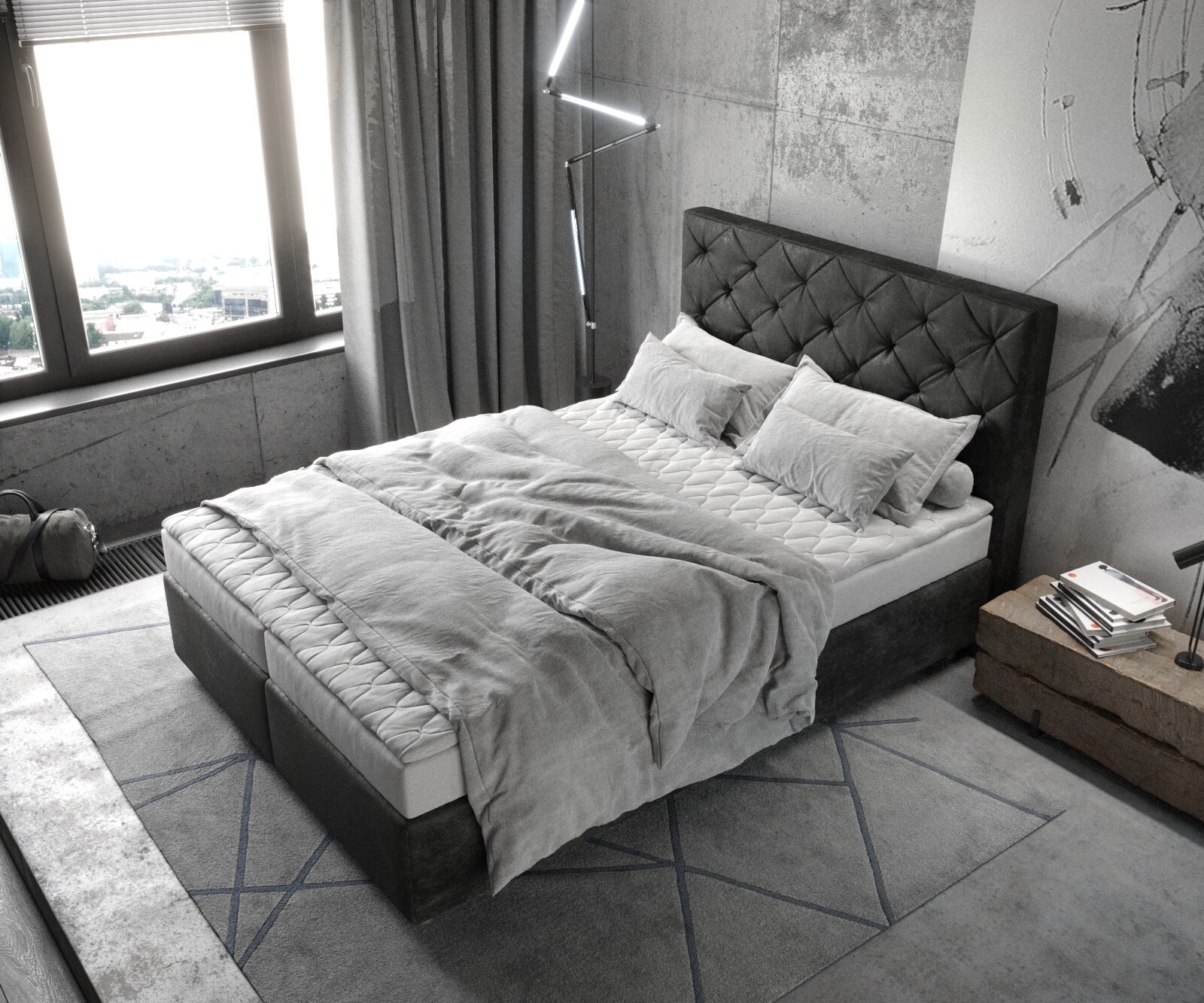 Boxspringbed Dream-Great 140x200 microvezel antraciet Vintage 3 Boxspringbed Dream-Great 140x200 microvezel antraciet Vintage 3