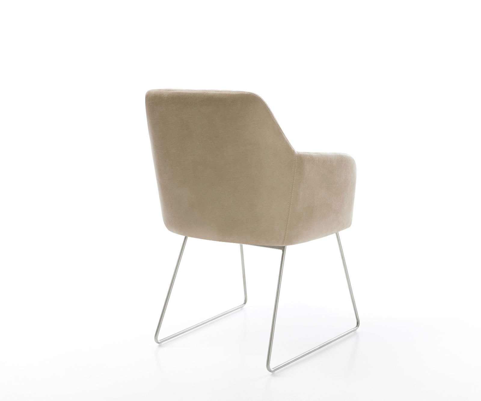 Eetkamerstoel Greg-Flex microvelours beige vintage slipframe roestvrij staal pocketveer kern 4