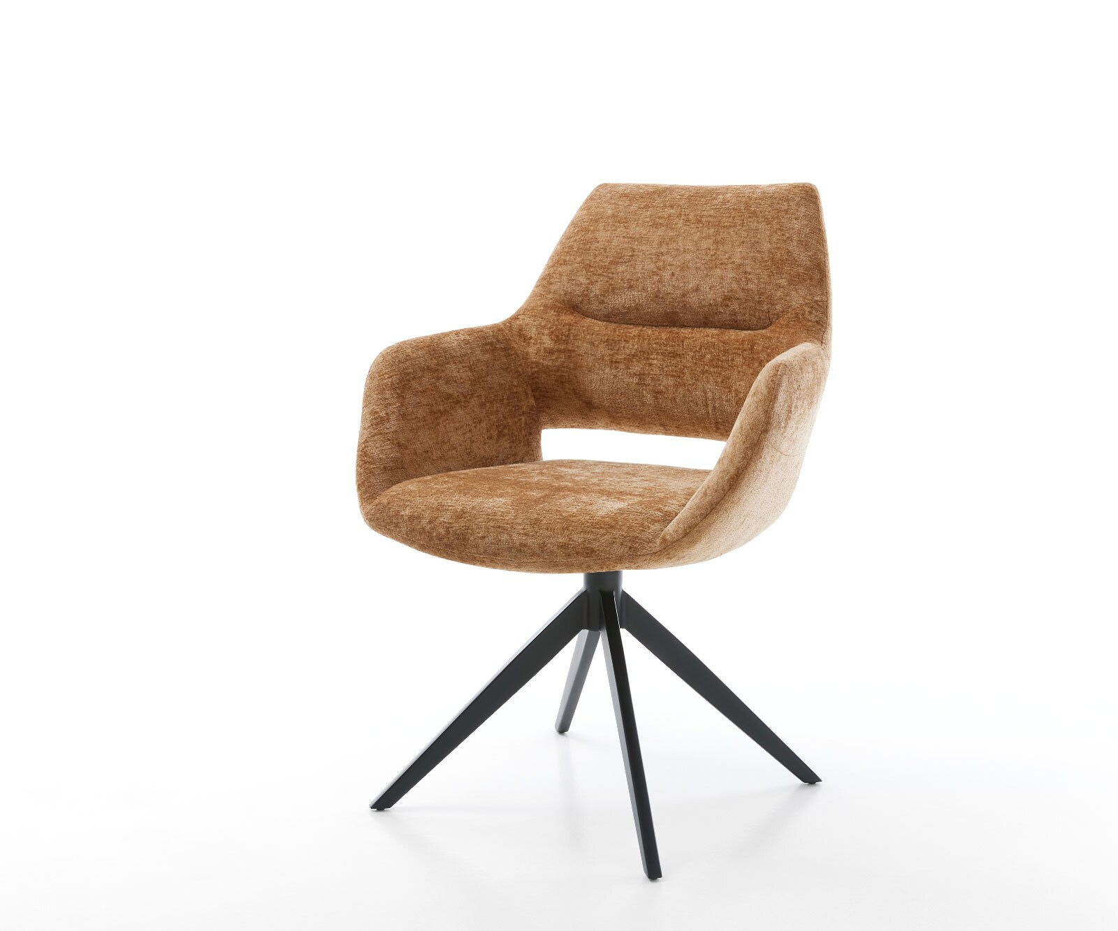 Draaistoel Yago-Flex met armleuning chenille Roest kruisframe breed zwart 360° draaibaar rocker-functie pocketveer kern