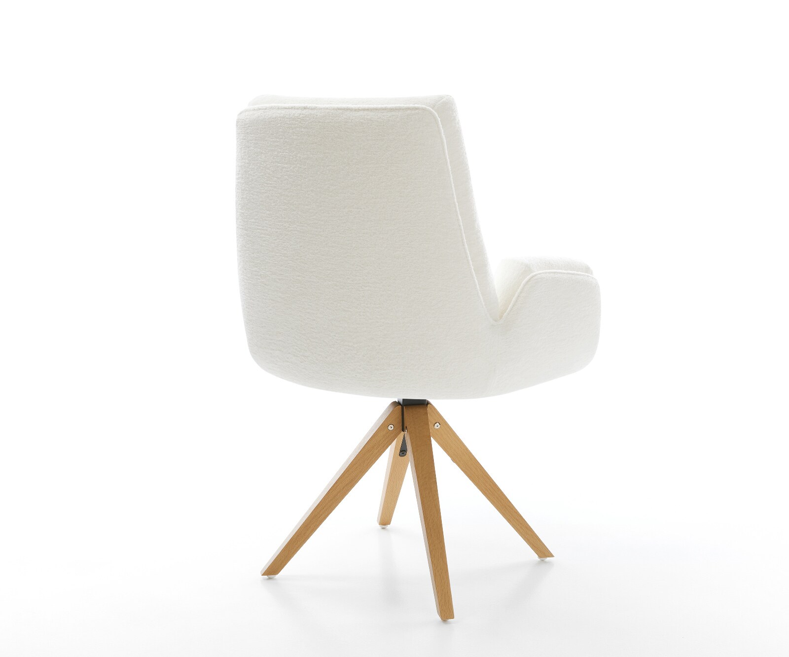 Draaistoel Clea-Flex bouclé zacht beige houten frame hoekig natuur 180° draaibaar pocketveer kern 5