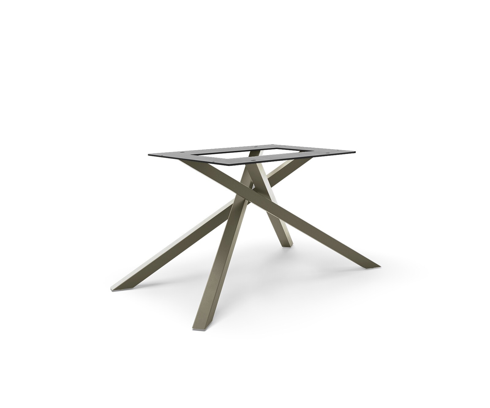 Kruisframe rechthoekig met metaal-effectafwerking titanium voor tafelbladen vanaf 200 cm 2