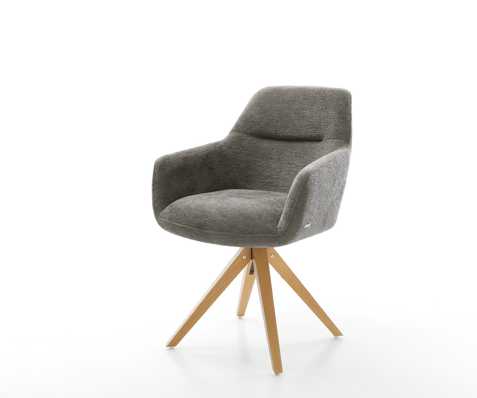 Draaistoel Pejo-Flex bouclé zacht mud houten frame hoekig natuur 180° draaibaar pocketveer kern 1