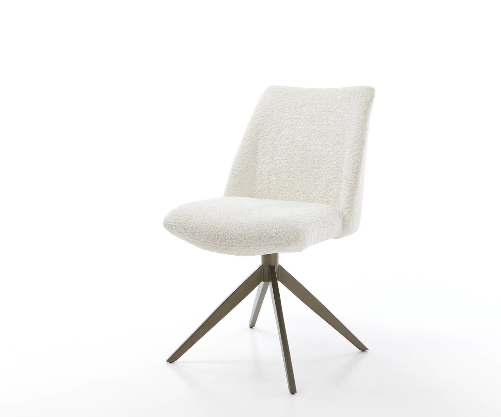 Draaistoel Elso-Flex bouclé wit kruisframe breed afwerking met titanium 360° draaibaar pocketveer kern