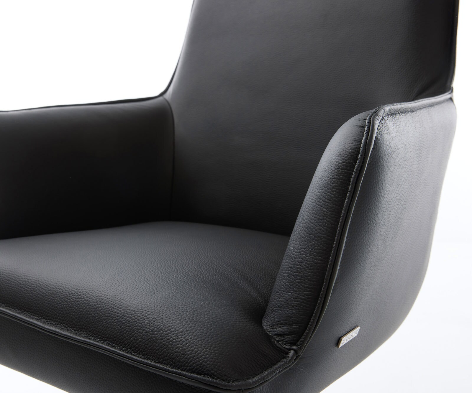Draaistoel Heira-Flex met armleuning echt leer zwart kruisframe conisch zwart 180° draaibaar pocketveer kern 4