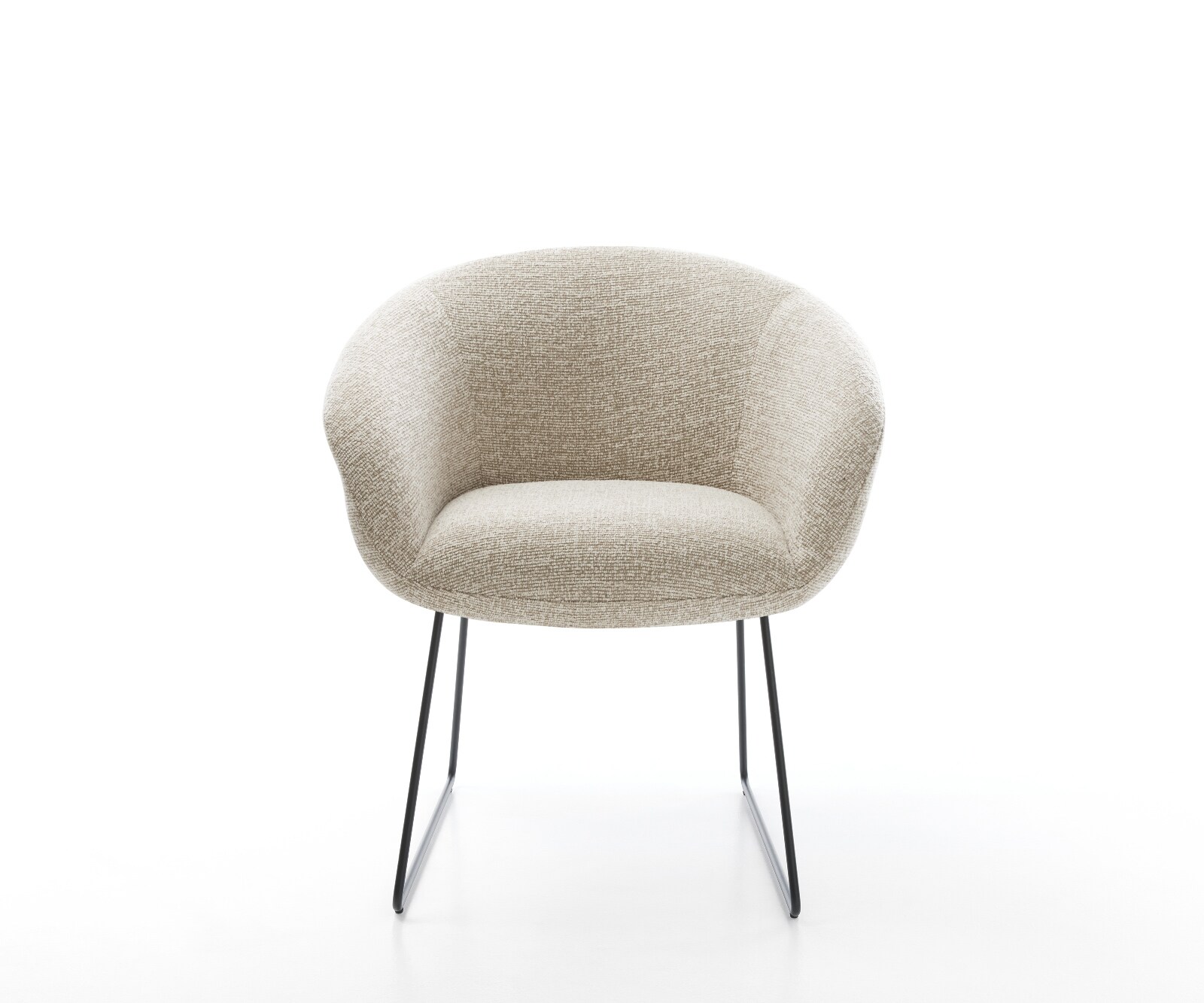 Eetkamerstoel Vinka-Flex met armleuning geweven stof beige slipframe zwart pocketveer kern 1