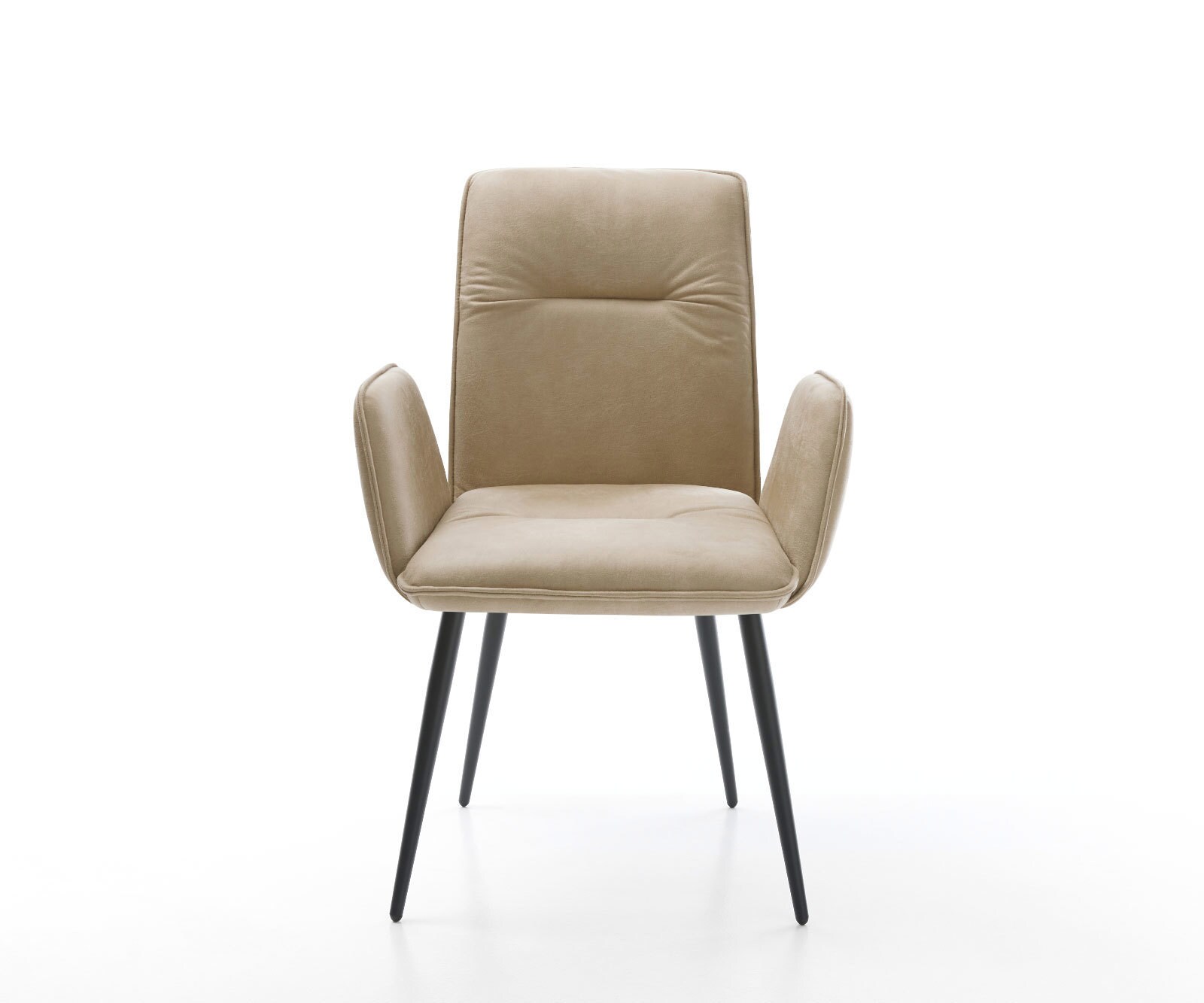 Eetkamerstoel Vinja-Flex microvelours beige vintage 4-poot conisch zwart 2