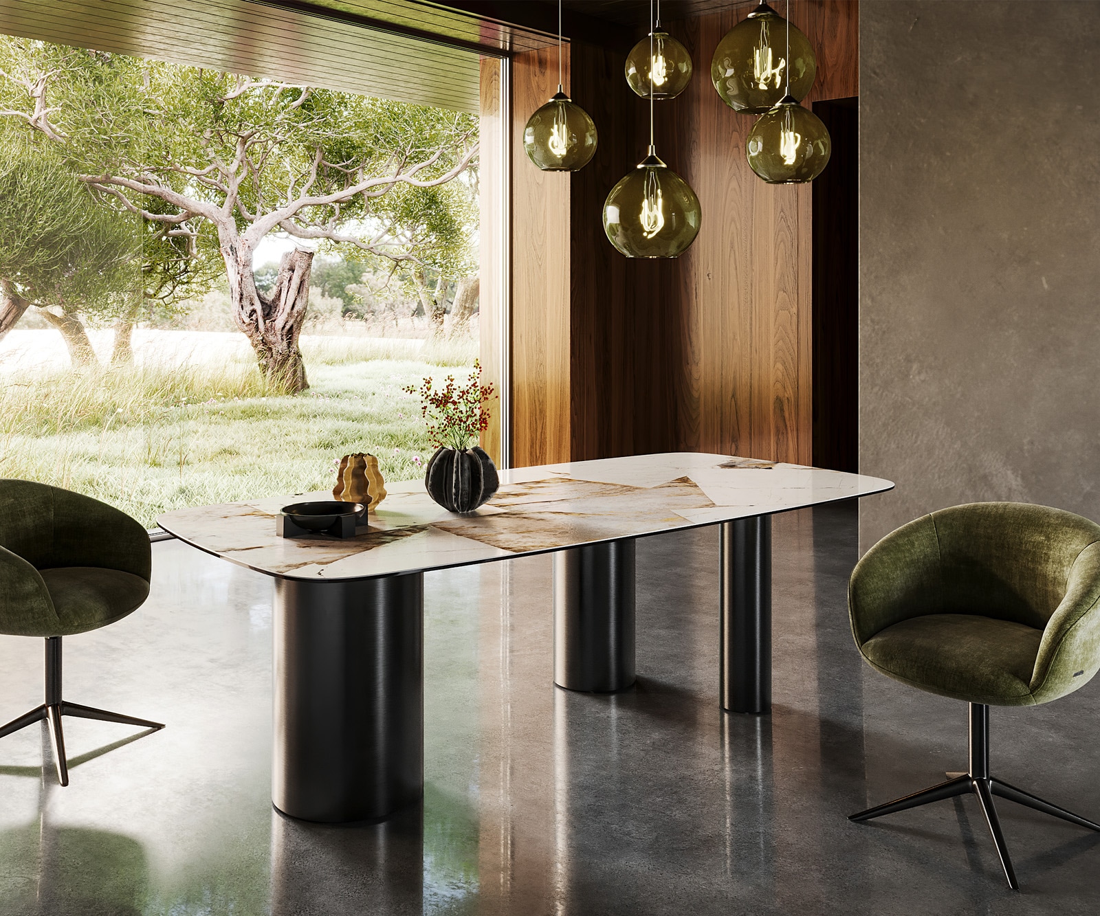 Eetkamertafel Edge Boot 240x120 keramiek Iris FMG Patagonia Lappato Troa roestvrij staal grafiet Eetkamertafel Edge Boot 240x120 keramiek Iris FMG Patagonia Lappato Troa roestvrij staal grafiet