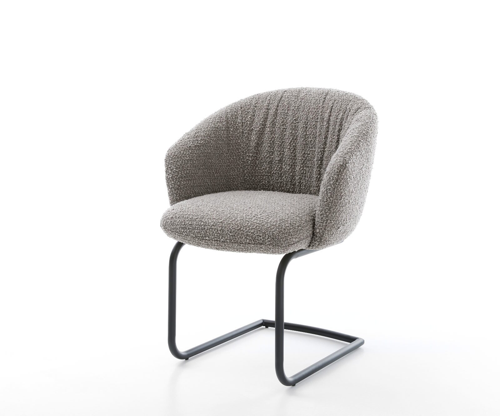 Sledemodel Caja-Flex met armleuning bouclé zilver grijs sledemodel rond zwart pocketveer kern