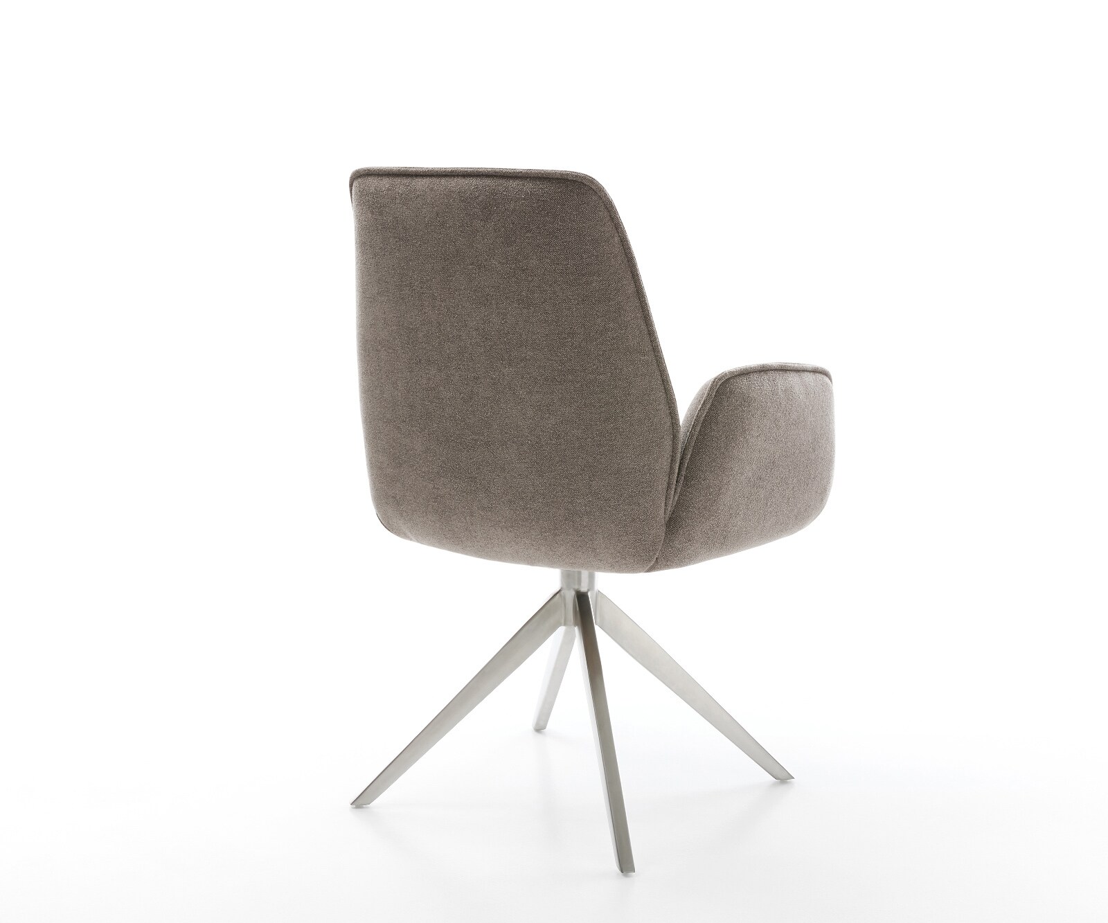 Draaistoel Zoa-Flex zachte stof met structuur taupe kruisframe breed roestvrij staal 360° draaibaar rocker-functie pocketveer kern 4