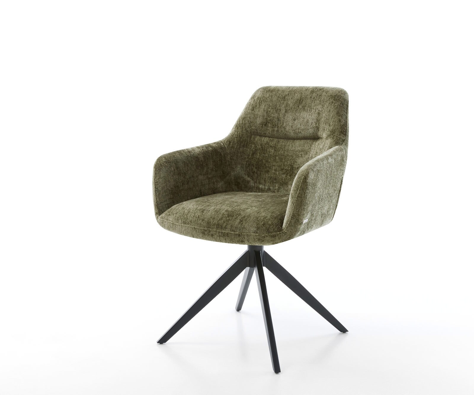 Draaistoel Pejo-Flex chenille olijfgroen kruisframe breed zwart 360° draaibaar rocker-functie pocketveer kern