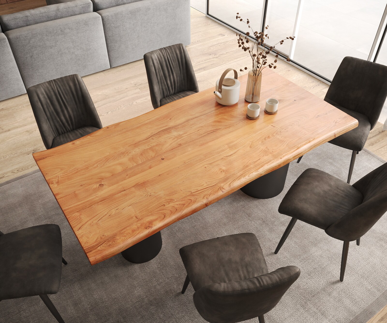 Eettafel Edge 200x100 acacia natuur Troa metaal zwart Live-Edge 3