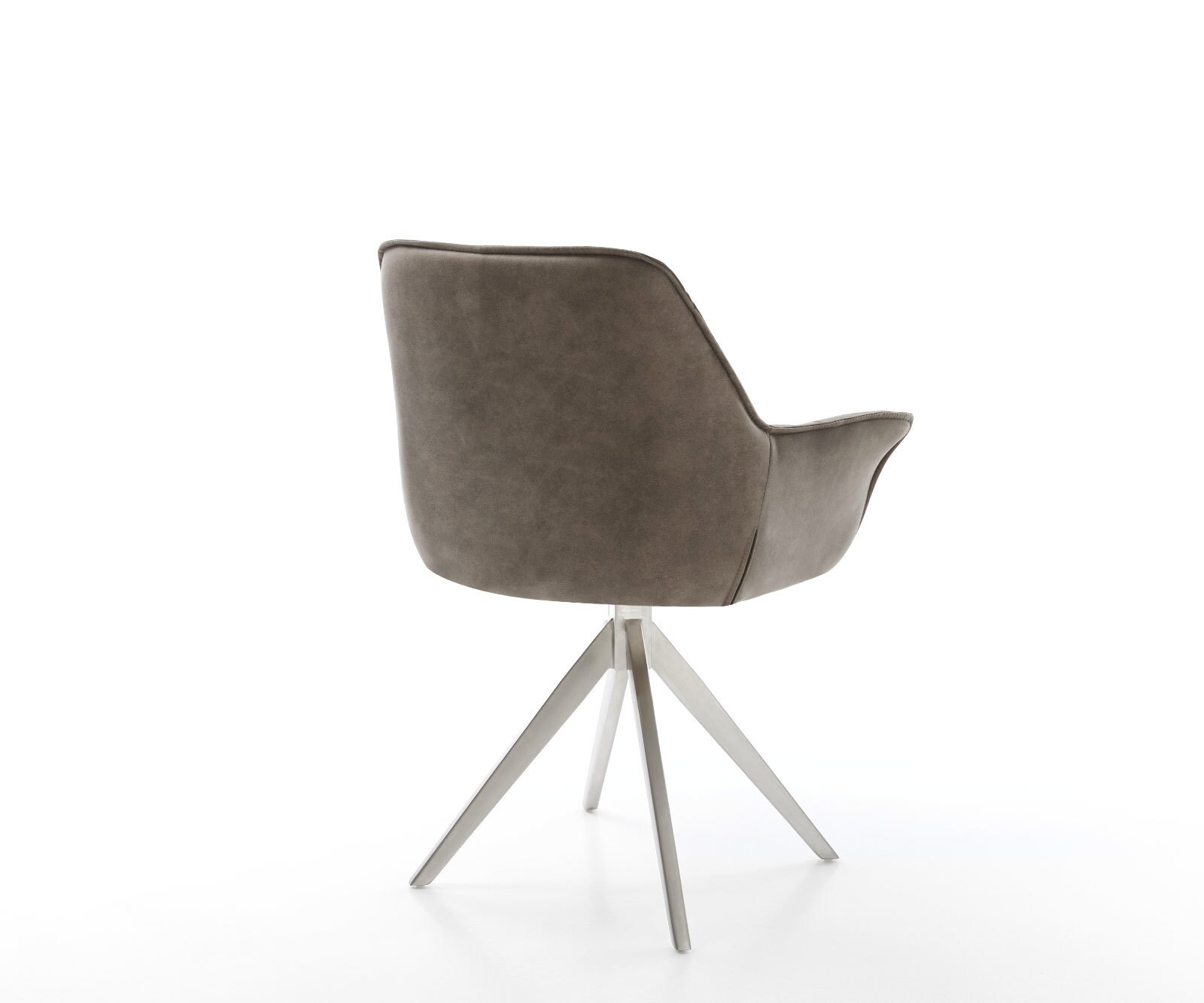 Eetkamerstoel Kaira-Flex microvelours taupe vintage kruisframe hoekig roestvrij staal 4 Eetkamerstoel Kaira-Flex microvelours taupe vintage kruisframe hoekig roestvrij staal 4