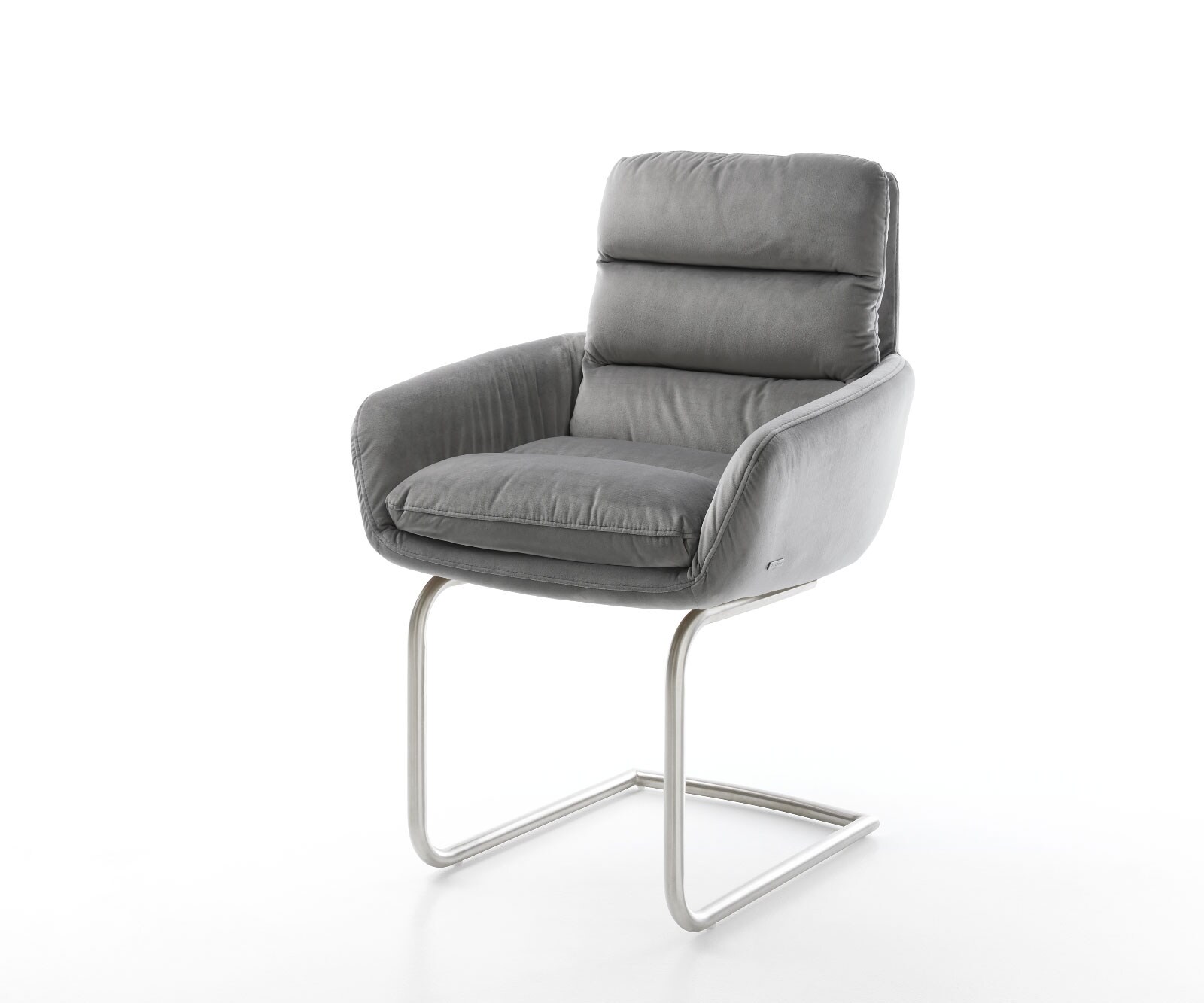 Sledemodel Abelia-Flex met armleuning fluweel grijs sledemodel rond roestvrij staal