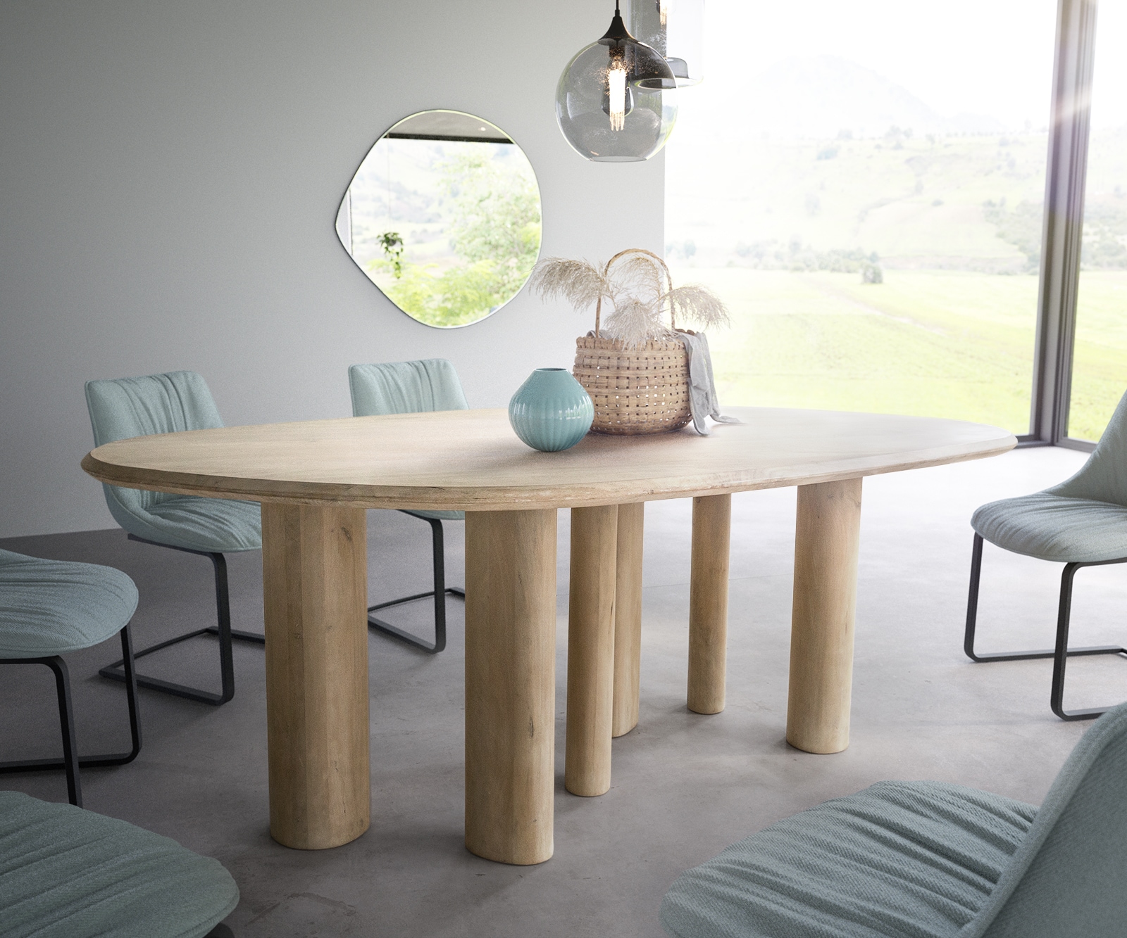 Eettafel Widoa 200x120 cm Mango White Wash 1