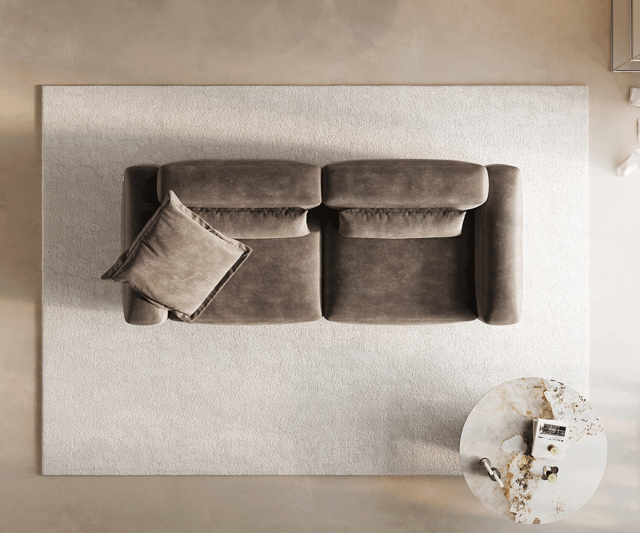 Bigsofa Freestyle 280x110 cm Microvezelmateriaal Taupe Vintage kapnaad 5