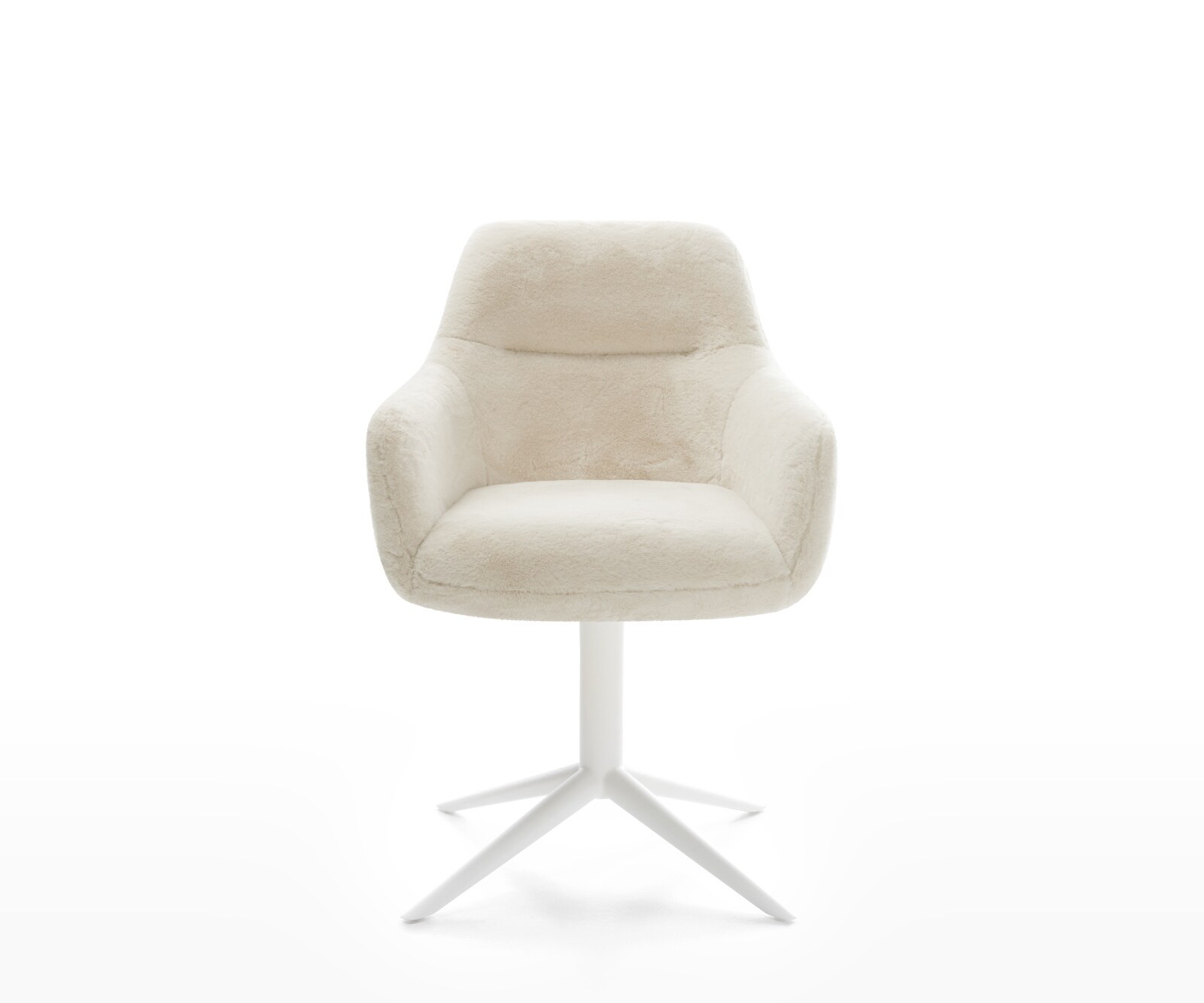 Draaistoel Pejo-Flex pluchen crème-wit kruispoot wit 360° draaibaar rocker-functie pocketveer kern 2