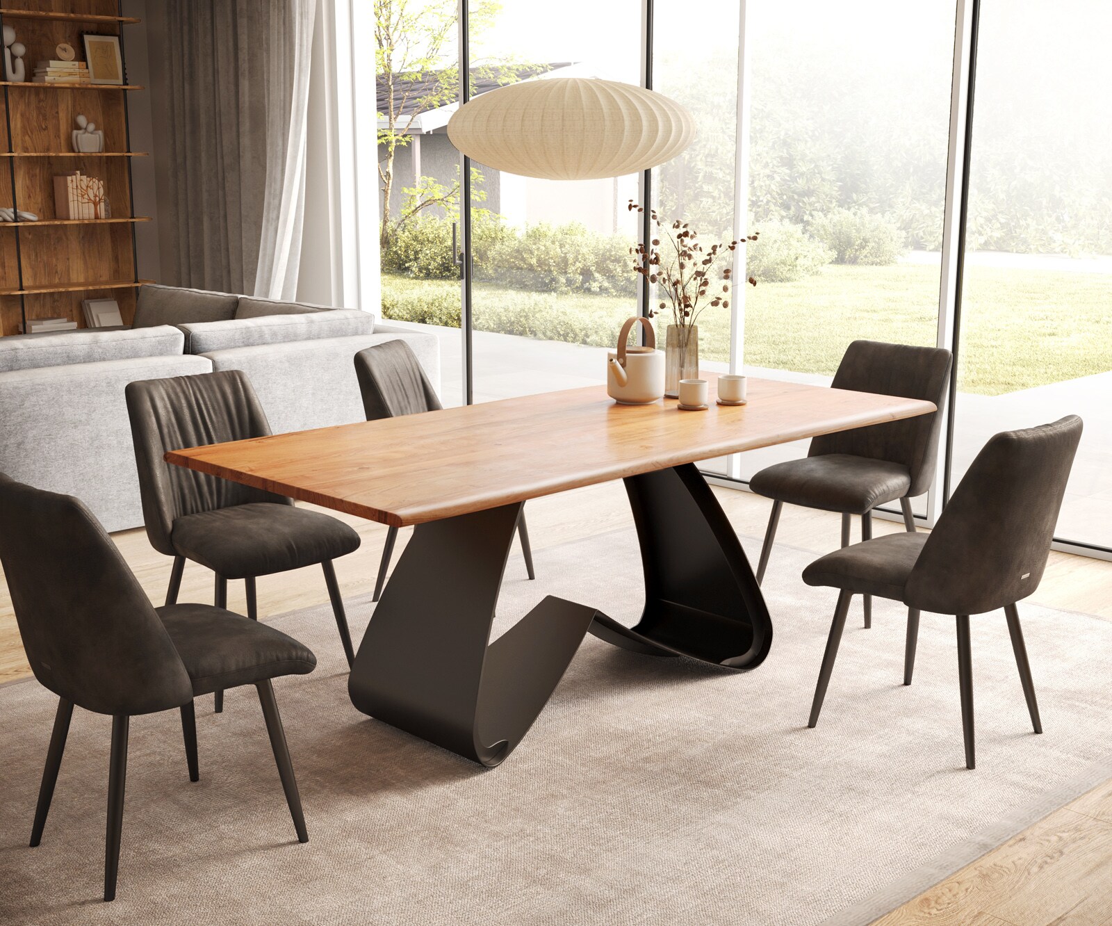 Eetkamertafel Edge 200x100 acacia natuurW-frame metaal zwart Live-Edge 6