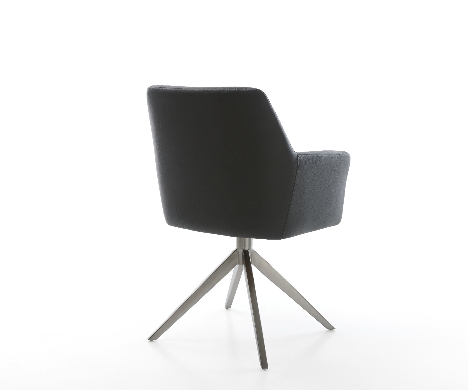Draaistoel Xana-Flex met armleuning echt leer zwart kruisframe breed grafiet 360° draaibaar rocker-functie pocketveer kern 5