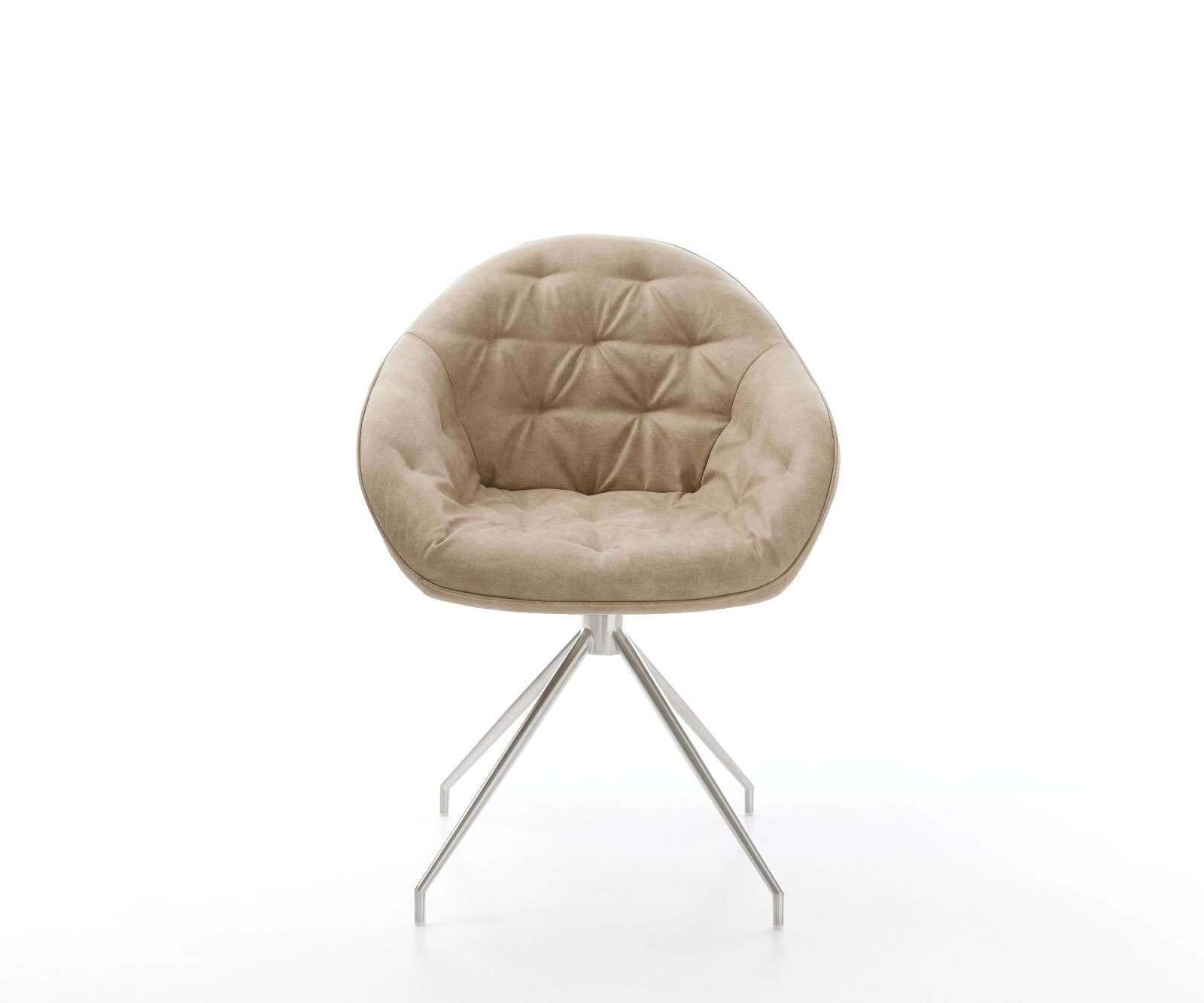 Eetkamerstoel Gaio-Flex microvelours beige vintage kruisframe conisch roestvrij staal 1