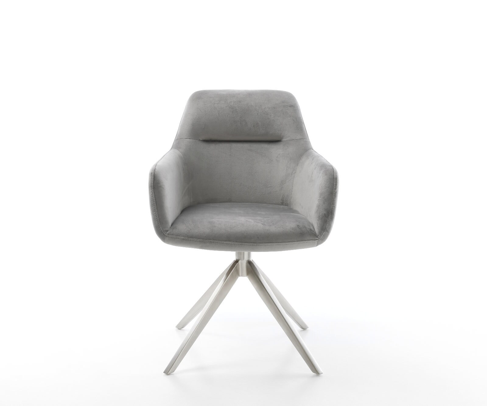 Draaistoel Pejo-Flex fluweel grijs kruisframe breed roestvrij staal 360° draaibaar rocker-functie pocketveer kern 1