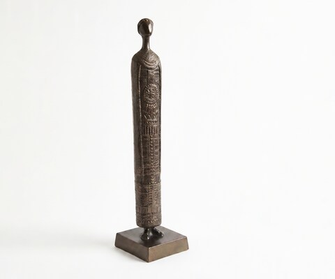 Beeldje Sentinel B12 x D12 x H51 cm Aluminium Mokka Bronze Gegoten
