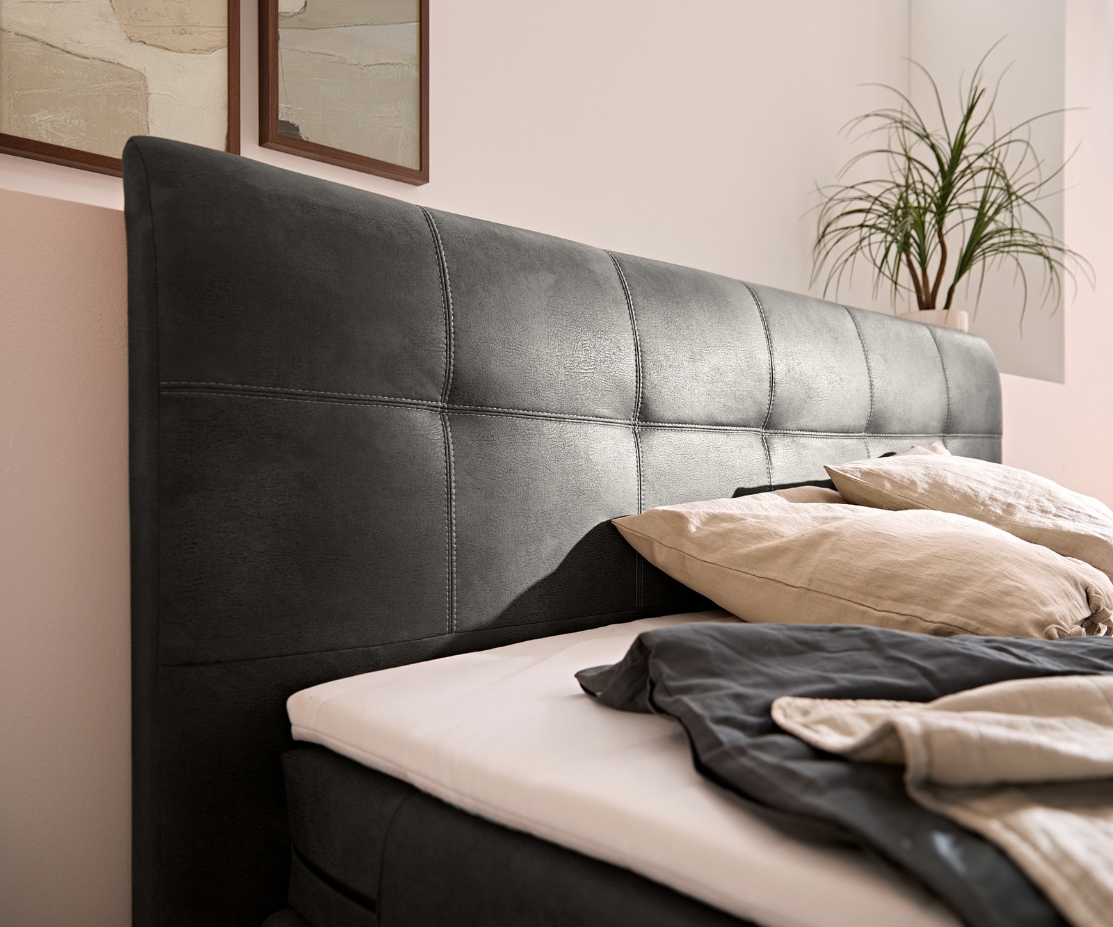 Boxspring-bed Amarillo 180x200 cm antraciet met Topper 5 Boxspring-bed Amarillo 180x200 cm antraciet met Topper 5