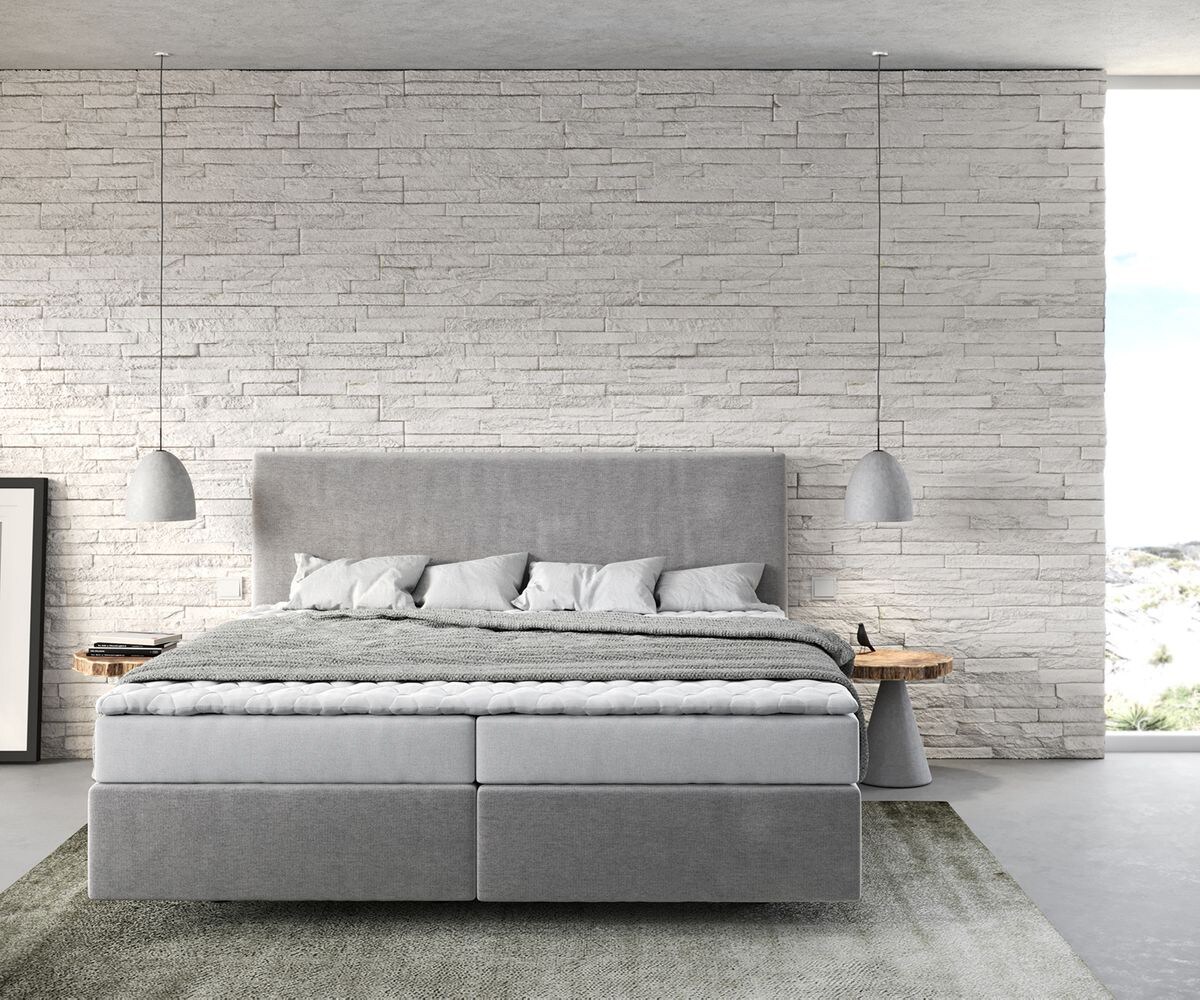 Boxspring-bed Dream-Well 180x200 cm Grijs Microvezel stof 1