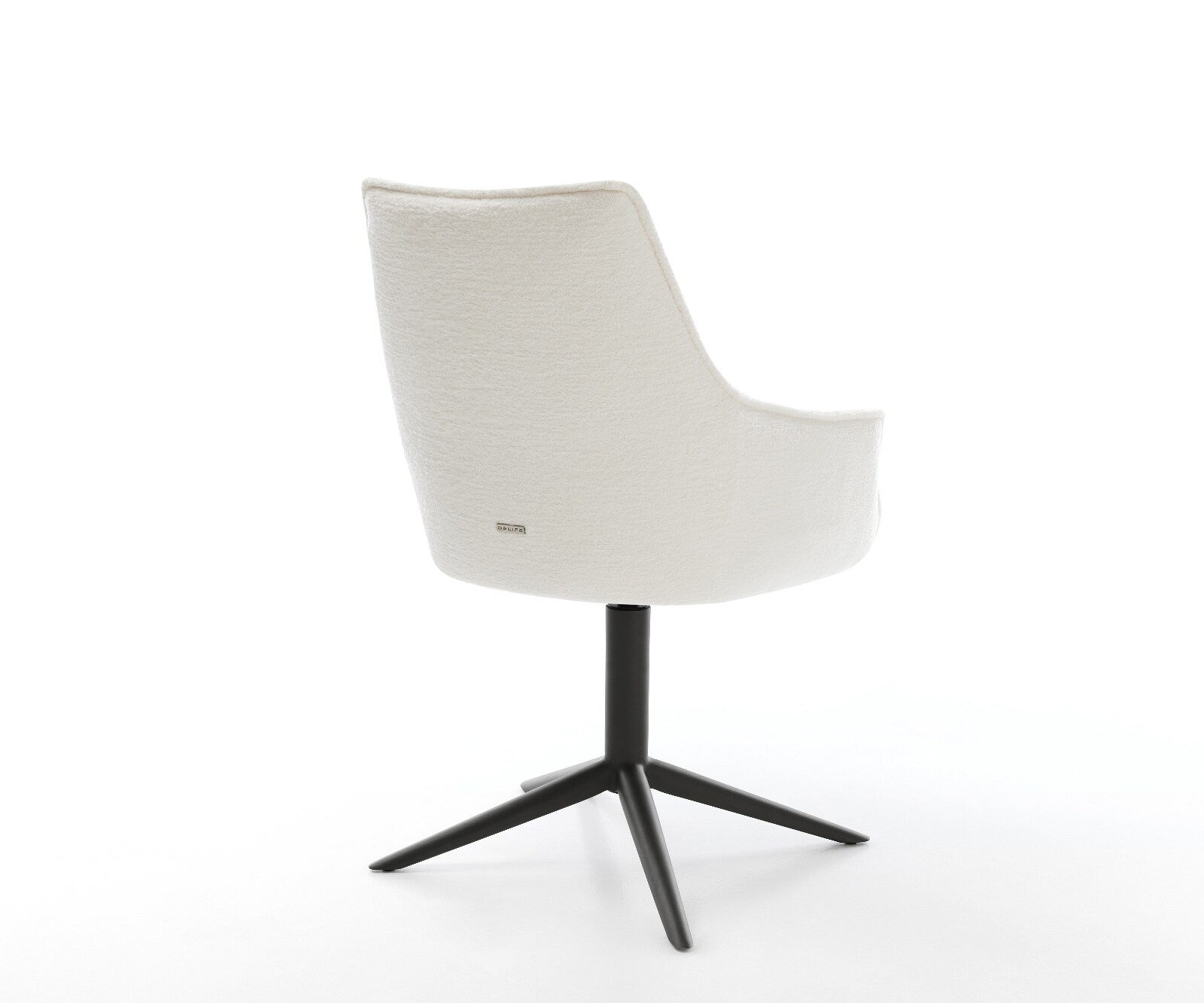 Draaistoel Alja-Flex met armleuning bouclé zacht beige kruispoot zwart 360° draaibaar rocker-functie pocketveer kern 4