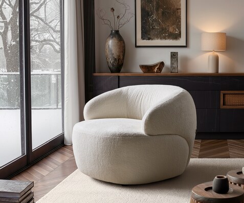 Fauteuil Nova 88x88 cm bouclé Soft Beige