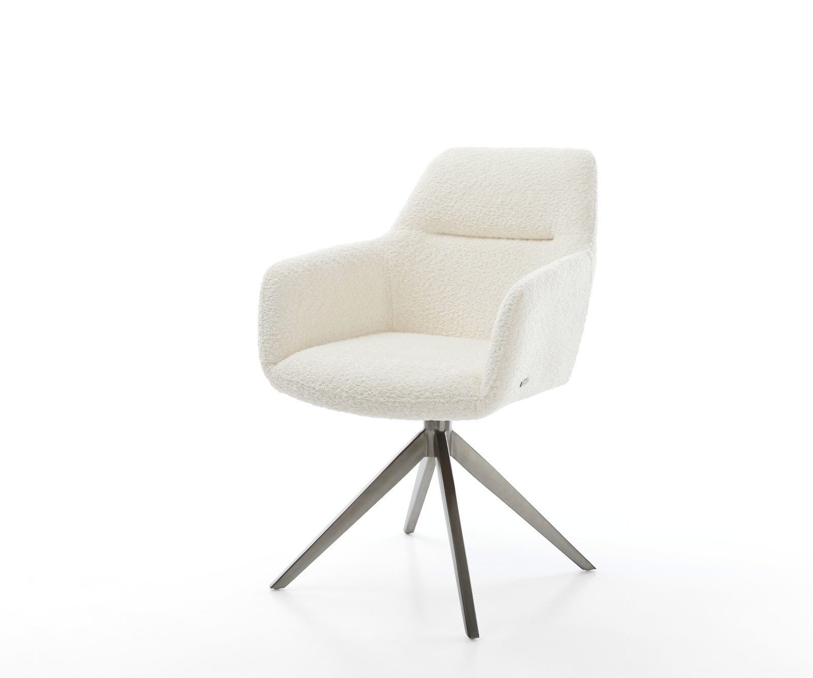 Draaistoel Pejo-Flex bouclé wit kruisframe breed grafiet 360° draaibaar rocker-functie pocketveer kern 1