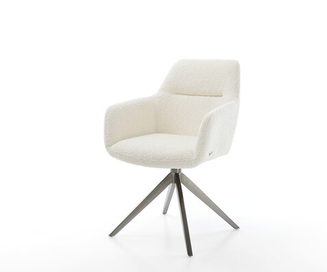 Draaistoel Pejo-Flex bouclé wit kruisframe breed grafiet 360° draaibaar rocker-functie pocketveer kern