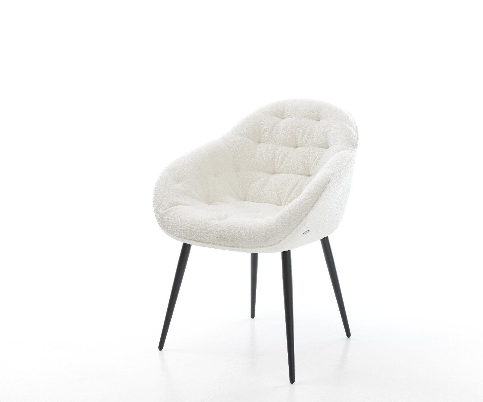 Eetkamerstoel Gaio-Flex bouclé zacht beige 4-poot conisch zwart 1