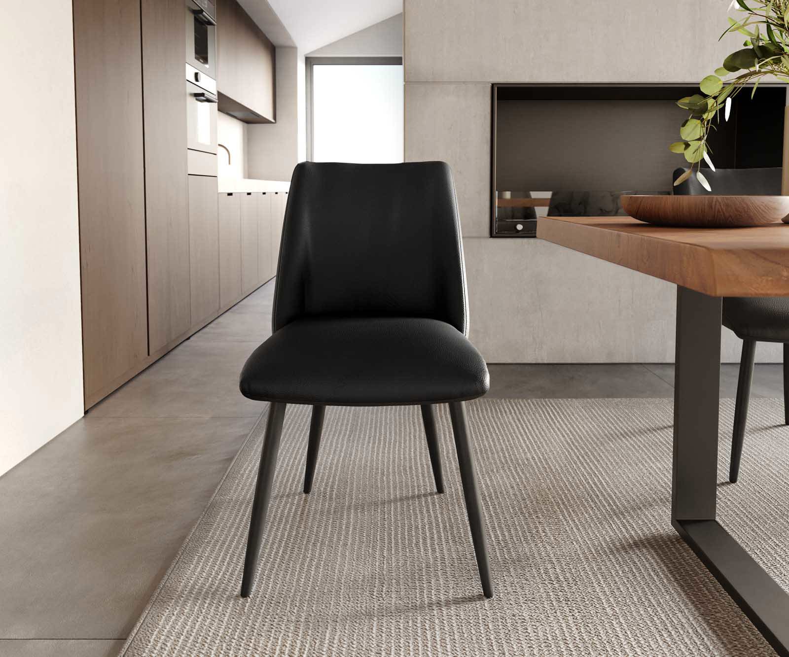 Eetkamerstoel Elso-Flex echt leer zwart 4-poot conisch zwart pocketveer kern 1 Eetkamerstoel Elso-Flex echt leer zwart 4-poot conisch zwart pocketveer kern 1