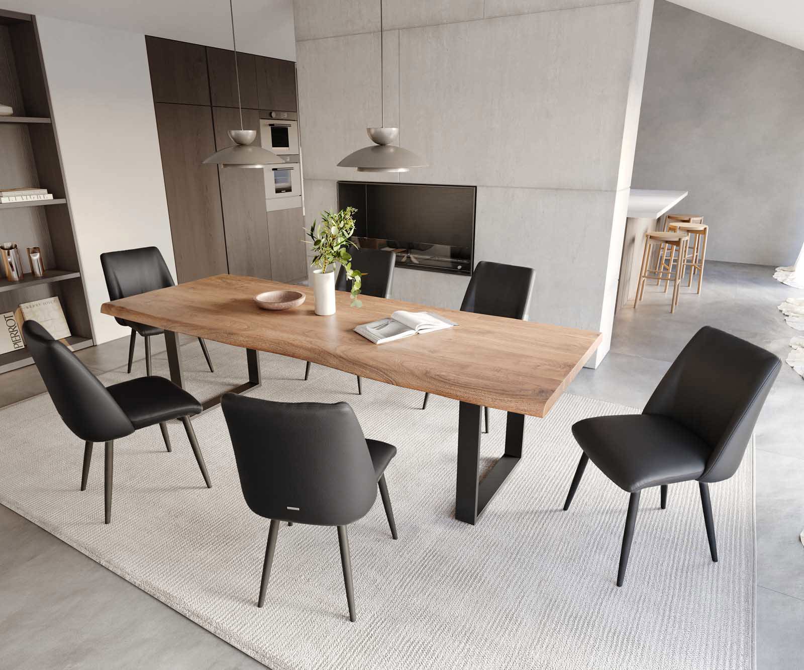 Eetkamerstoel Elso-Flex echt leer zwart 4-poot conisch zwart pocketveer kern 4 Eetkamerstoel Elso-Flex echt leer zwart 4-poot conisch zwart pocketveer kern 4