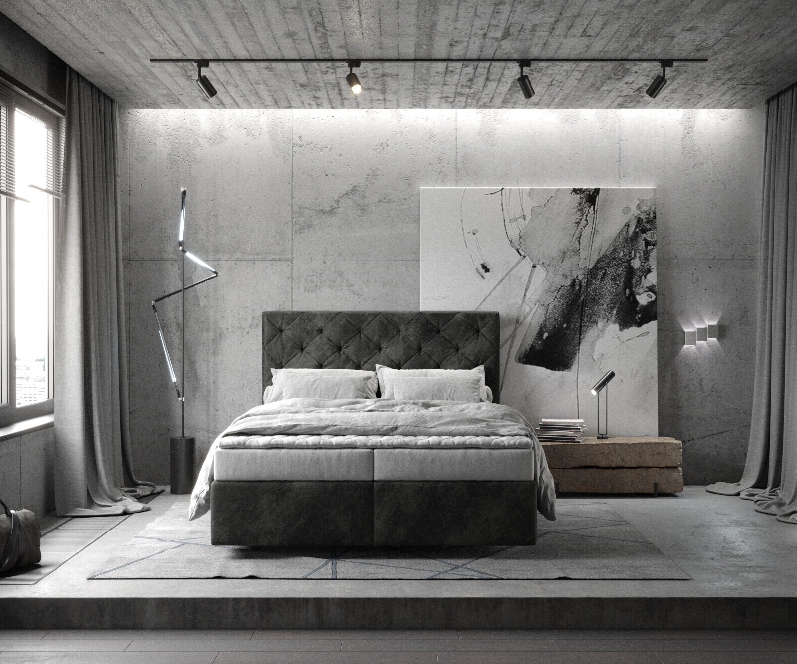 Boxspringbed Dream-Great 140x200 microvezel antraciet Vintage 1