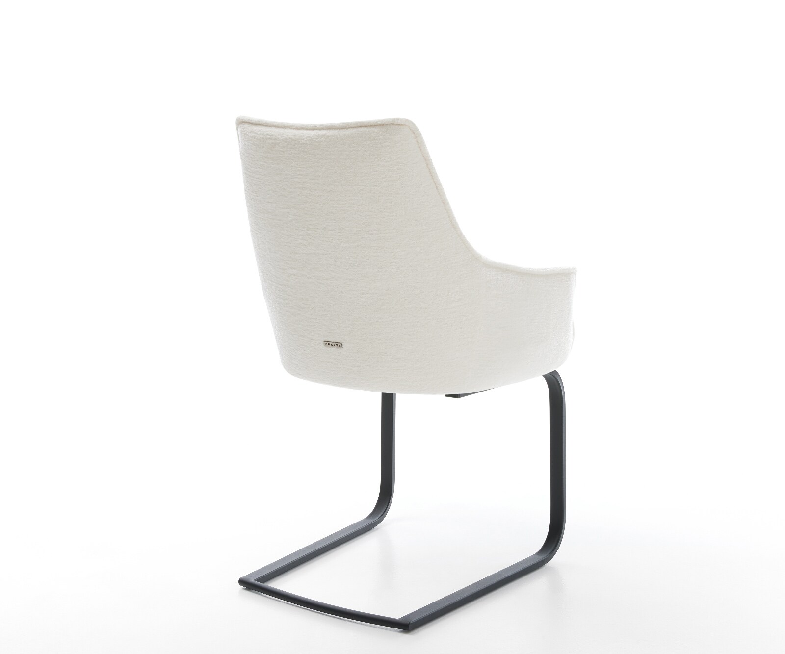 Sledemodel Alja-Flex met armleuning bouclé zacht beige sledemodel vlak zwart pocketveer kern 5