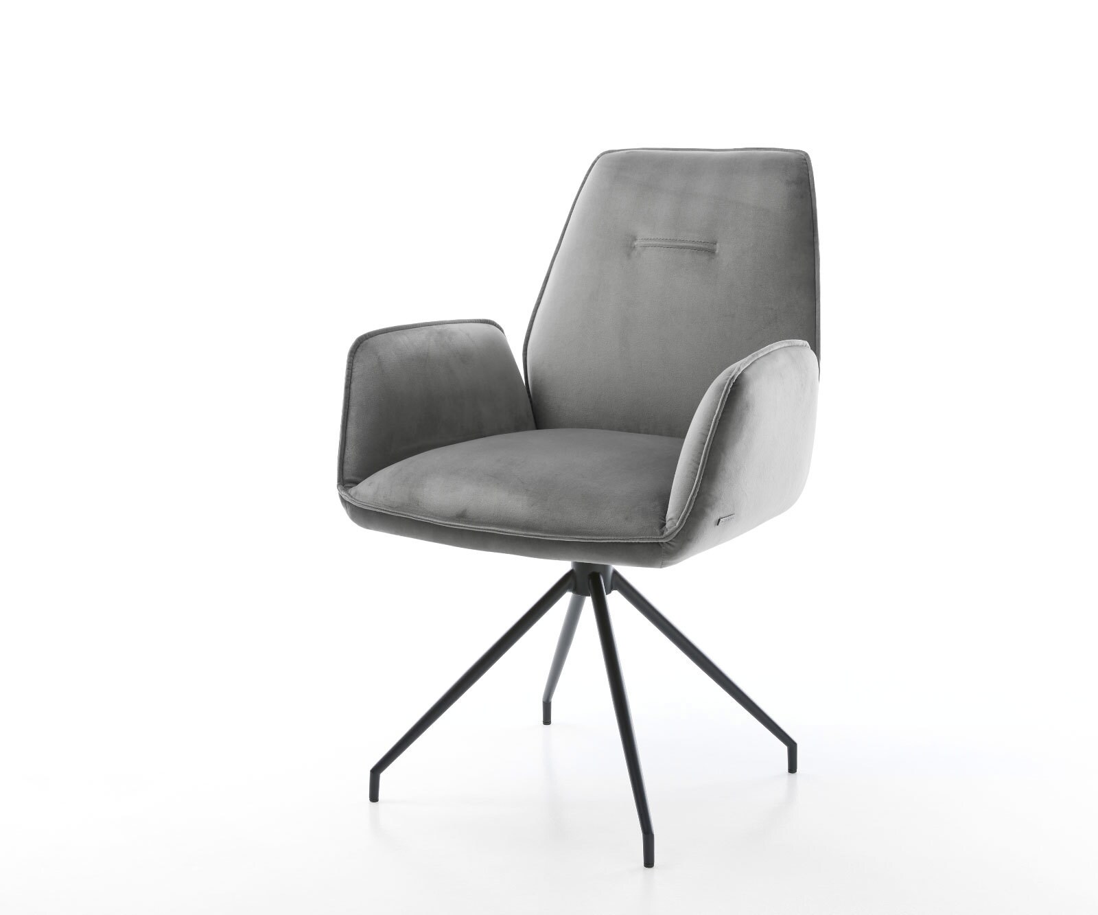 Eetkamerstoel Zoa-Flex fluweel grijs kruisframe conisch zwart pocketveer kern