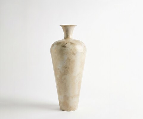 Vaas Marvella B27 x D27 x H64 cm Metaal Alabaster Gold Handgemaakt