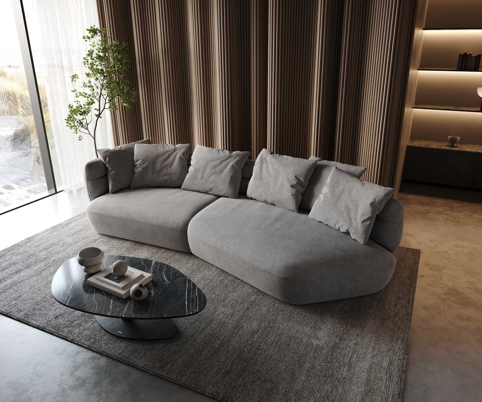 Sofa Roya 320x140 cm microvezel grijs