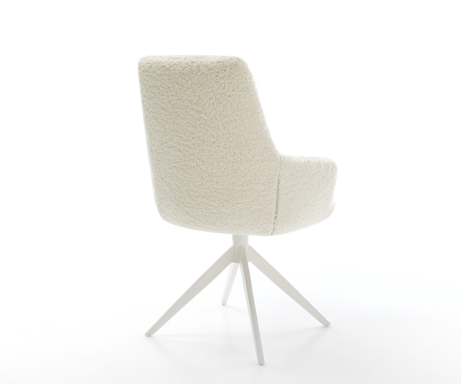 Draaistoel Zelia-Flex met armleuning teddy beige kruisframe breed wit 360° draaibaar rocker-functie pocketveer kern 4
