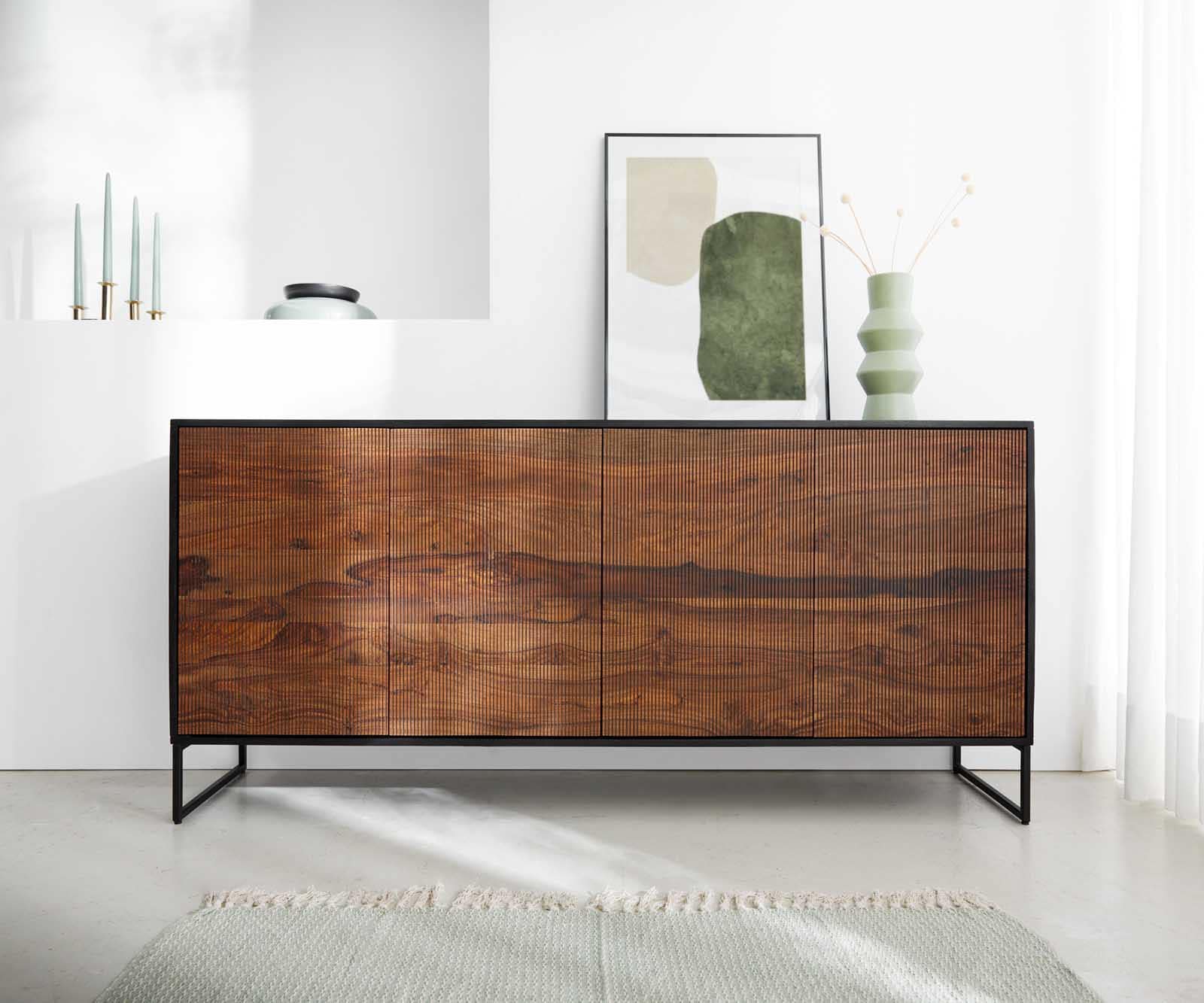 Dressoir Vaag 170 cm Sheesham natuur mango zwart 4 deuren 2 Dressoir Vaag 170 cm Sheesham natuur mango zwart 4 deuren 2