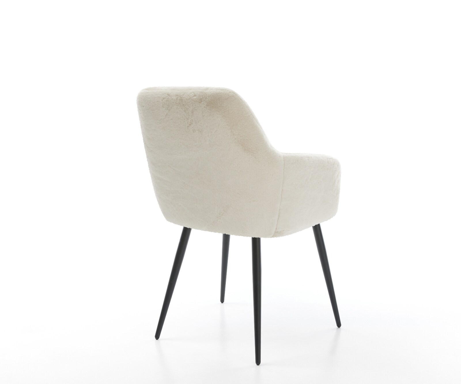 Eetkamerstoel Pejo-Flex pluchen crème-wit 4-poot conisch zwart pocketveer kern 5