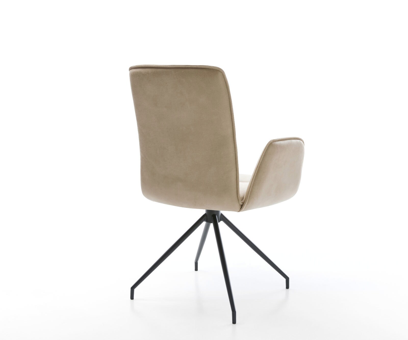 Eetkamerstoel Vinja-Flex microvelours beige vintage kruisframe conisch zwart 4 Eetkamerstoel Vinja-Flex microvelours beige vintage kruisframe conisch zwart 4