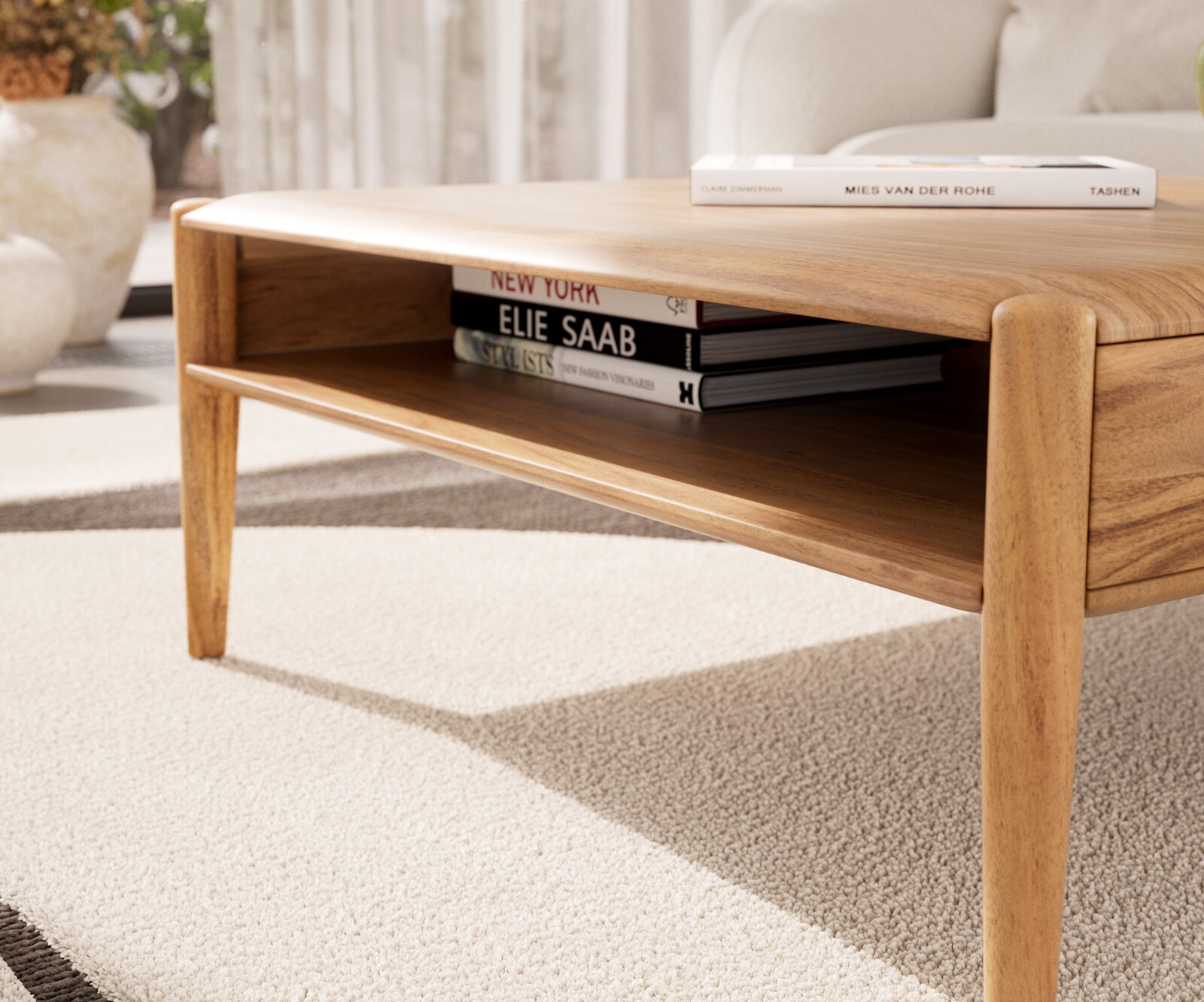 Salontafel Simcha 90x90 cm natuur acacia 1 plank 4