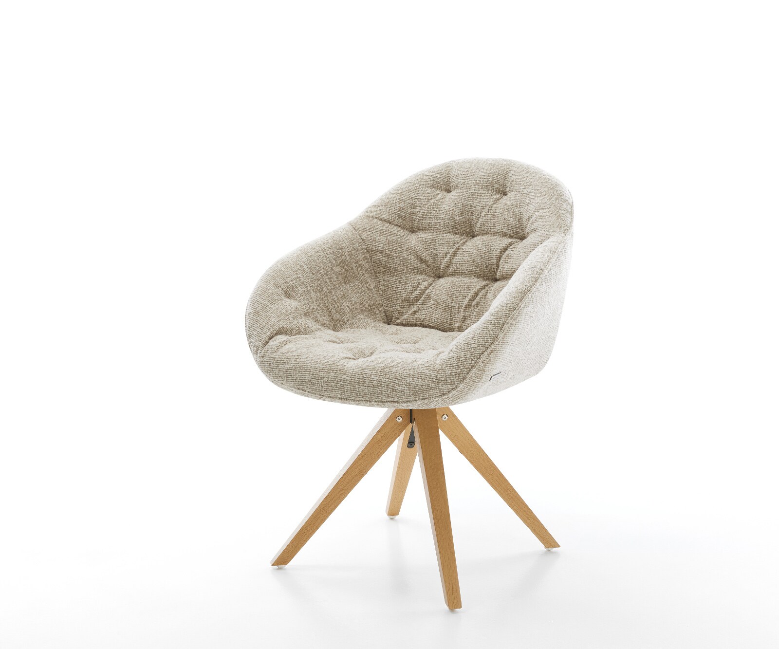 Draaistoel Gaio-Flex geweven stof beige houten frame hoekig natuur 180° draaibaar